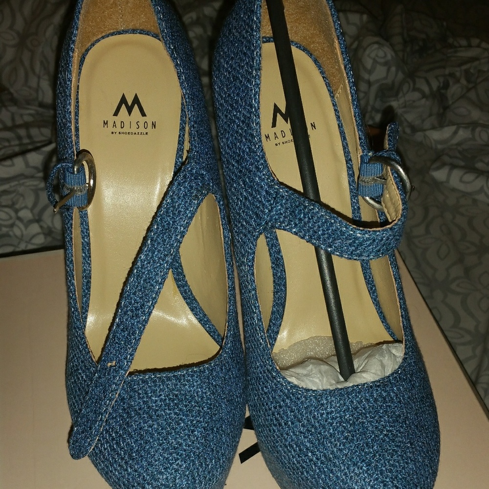 Denim heels